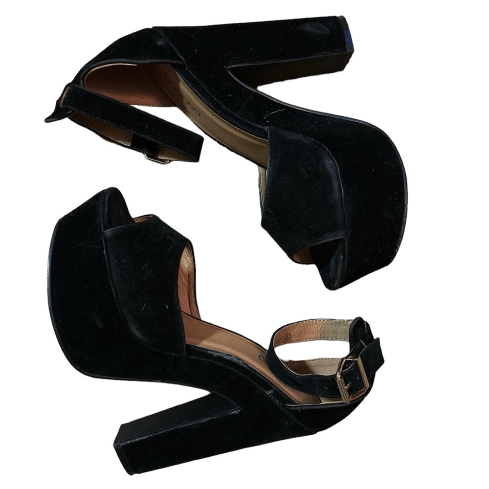 Boohoo Suede Platform Heels - Black